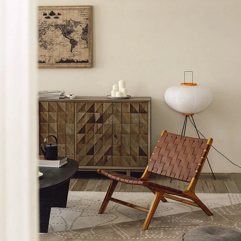 European Solid Wood Living Room Chairs Rope Back Armchair Leisure Home Balcony Lazy Sofa Recliner Designer Home Furniture - Image 5