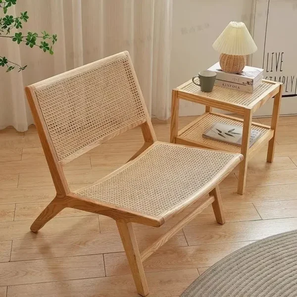 Sofa Chair, Solid Wood, Rattan, Recliner, Leisure, Home, Homestay, Single, Lazy, Sofa Balcony, Living Room - Image 3