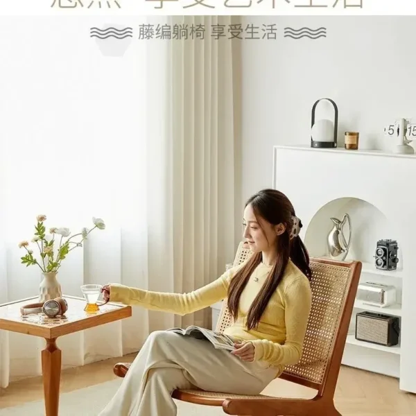 Sofa Chair, Solid Wood, Rattan, Recliner, Leisure, Home, Homestay, Single, Lazy, Sofa Balcony, Living Room - Image 5