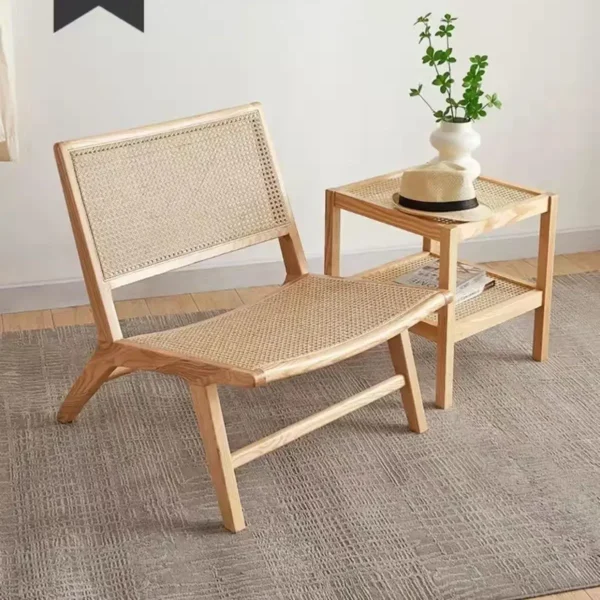 Sofa Chair, Solid Wood, Rattan, Recliner, Leisure, Home, Homestay, Single, Lazy, Sofa Balcony, Living Room - Image 6
