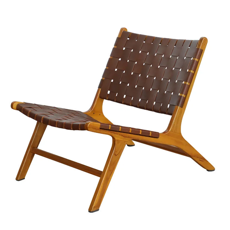 European Solid Wood Living Room Chairs Rope Back Armchair Leisure Home Balcony Lazy Sofa Recliner Designer Home Furniture - Image 6